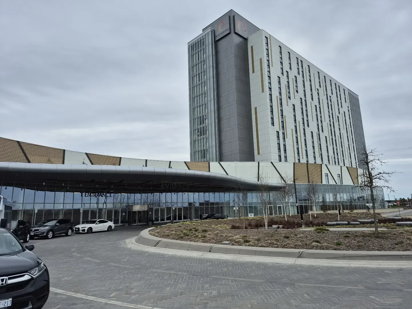 Resort façade and landscaped forecourt